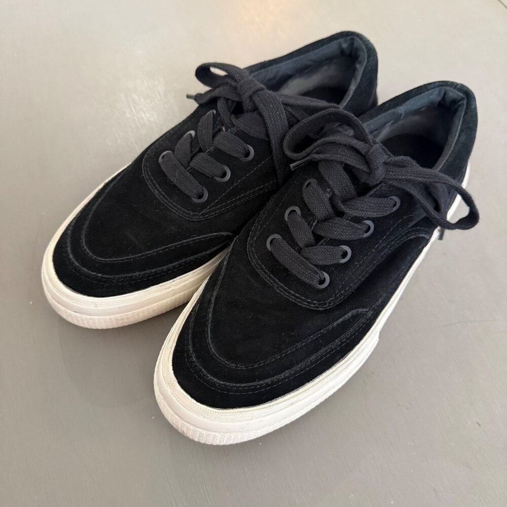 SIZE 37 AllSaints Marica Black Cow Suede Sneakers All Saints